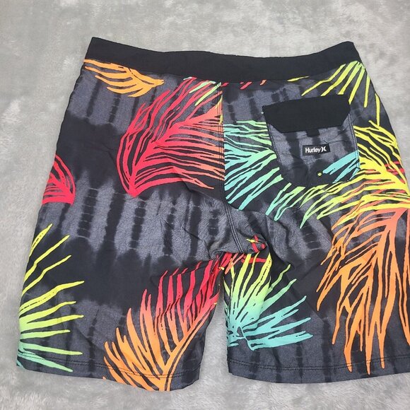 Hurley Mens 33 Board Shorts Swim Trunks Hawaiian Beach‎ Palm Tree Ocean Surf - Picture 12 of 12